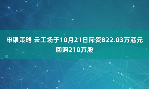 申银策略 云工场于10月21日斥资822.03万港元回购210万股